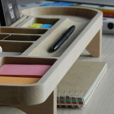 Office Desk Organizer met potloodkas en aangepast logo Hout Caddy Telefoonstaand