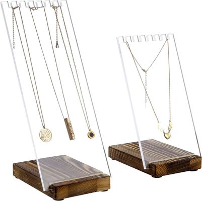 Duidelijke Acryl halskettinghouder met massief houten basis tafeltop sieraden edelafstand Voordeel