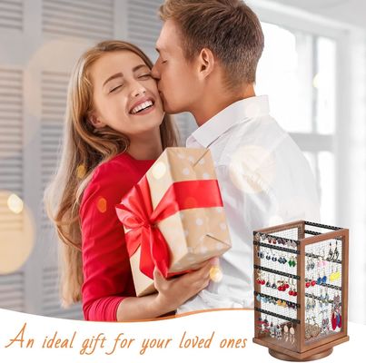 120 paar oorbellen draaiende carrousel Duurzaam metaal en hout oorbellen boom organisator