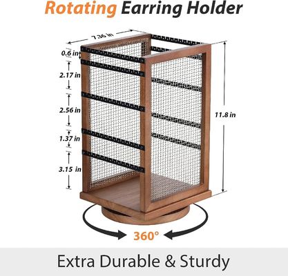 120 paar oorbellen draaiende carrousel Duurzaam metaal en hout oorbellen boom organisator