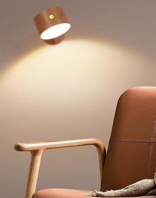 Wandlampen LED 360 rotatie dimming oplaadbare draadloze batterij bediende houten sconce