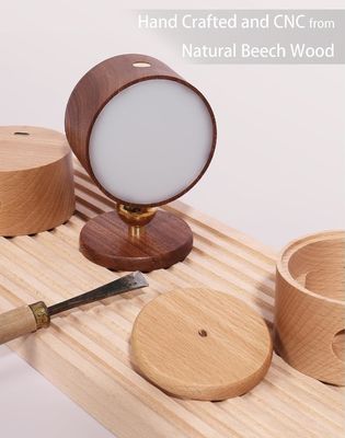 Wandlampen LED 360 rotatie dimming oplaadbare draadloze batterij bediende houten sconce