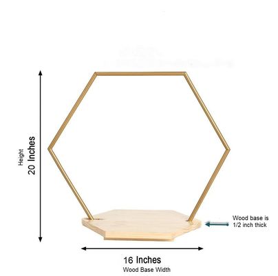 Gepersonaliseerde zeshoekige houten cake stand met metaal frame bamboe en walnoot met korting