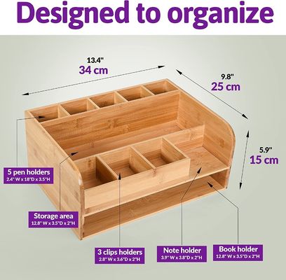 Organiseer kantoorbenodigdheden met Bamboo Wood Desk Organizer en File Storage Customized Logo