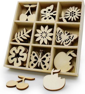 Houten versieringen Laser gesneden blanco's Snips in bloemen thema voor de natuur decor 45pcs