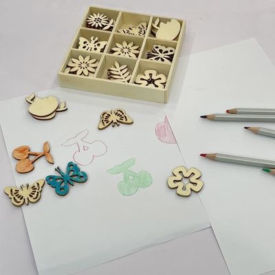 Houten versieringen Laser gesneden blanco's Snips in bloemen thema voor de natuur decor 45pcs