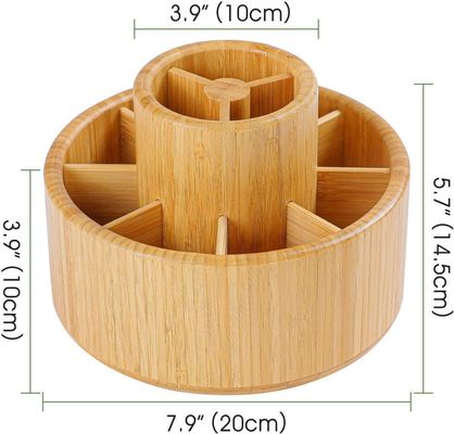 Gepersonaliseerd logo Acceptabel bamboe draaiende bureau organiseerder voor desktop opslag caddy