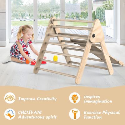 Indoor Kids Play Gym Klimmen Driehoekladder met Ramp Set van 3 houten veiligheidsspeelgoed
