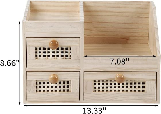 Organiseer uw bureau efficiënt met de 13.3x8.6 inch houten opslagdoos Mini Desk Organizer