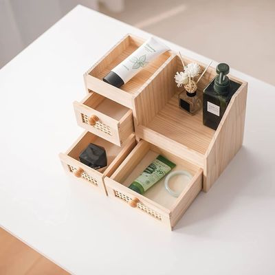Organiseer uw bureau efficiënt met de 13.3x8.6 inch houten opslagdoos Mini Desk Organizer