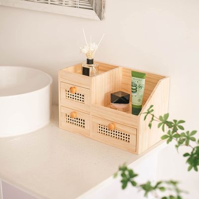 Organiseer uw bureau efficiënt met de 13.3x8.6 inch houten opslagdoos Mini Desk Organizer