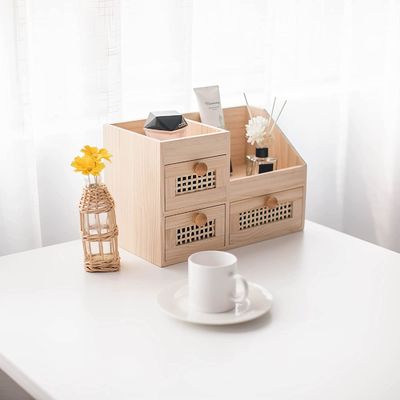 Organiseer uw bureau efficiënt met de 13.3x8.6 inch houten opslagdoos Mini Desk Organizer