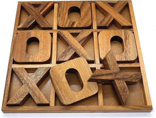 Kinderhouten Tic-Tac-Toe XO Schaken Game Set Custom Tictactoe voor plezier en leren