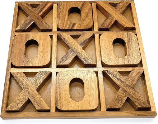 Kinderhouten Tic-Tac-Toe XO Schaken Game Set Custom Tictactoe voor plezier en leren