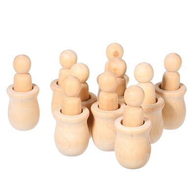 Onverfde houten peetpop Familie doe-het-zelf speelgoed voor ambacht en beeldhouwkunst Aanbevolen maat