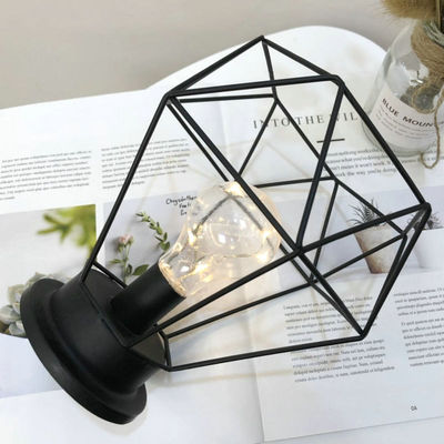 Gratis monstername kosten aangepast logo metalen draad LED lantaar tafellamp met glazen buis en LED gloeilamp