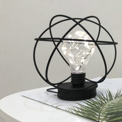 Gratis monstername kosten aangepast logo metalen draad LED lantaar tafellamp met glazen buis en LED gloeilamp