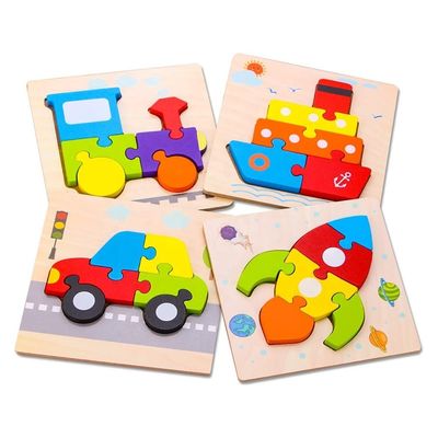 14.8x14.8x0.8 Houten puzzels voor jongens meisjes kleurrijke schattige patronen educatief speelgoed