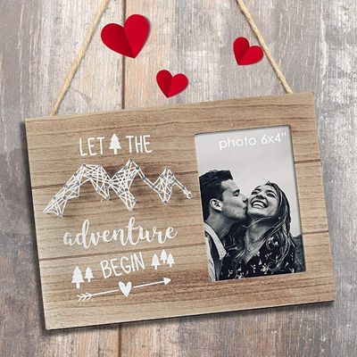 Houten rustieke stijl Verlovingsgeschenk Bruiloftscadeau String Art Foto frame DIY Picture Frames