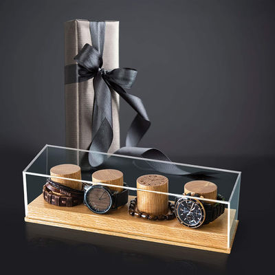Gepersonaliseerd logo Acceptabel Solid Oak Houten Horloge Display Stand voor rustieke stijl
