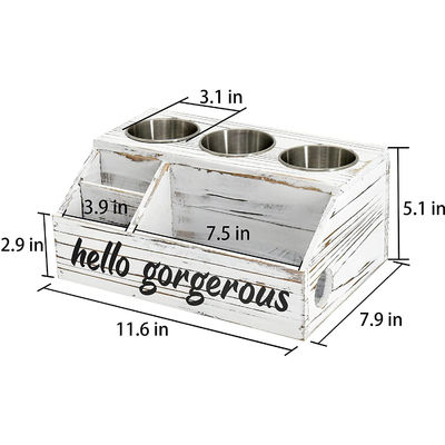 Rustieke design stijl muur berg haarstyling zorg gereedschap organisator met gepersonaliseerd logo