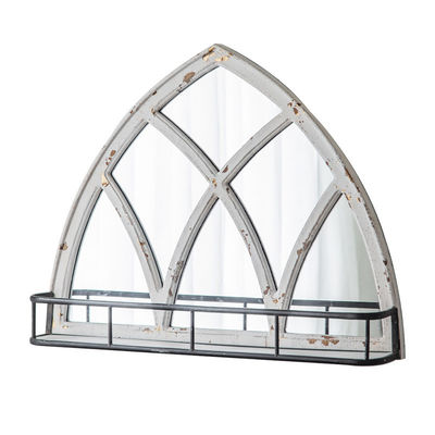 Natuurlijke stijl houten spiegel frame decoratief met opslag plank wit of op maat gemaakt kleur