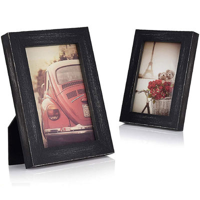 Rustieke huisversiering Houten wandkunstplak met fotoraam en verbrand drukwerk