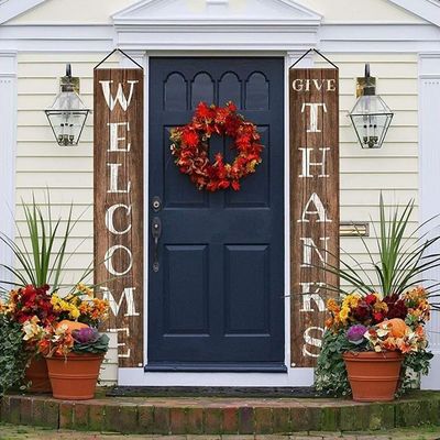 Houten welkomstbord in rustieke stijl, met de hand geschilderd voor een unieke en gepersonaliseerde look