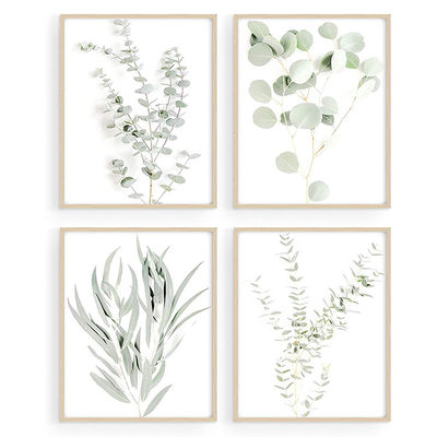 Groene botanische planten Muurkunst Set van 4/6 Plant Hout Muur Decor Foto's 8"x10" IJzer