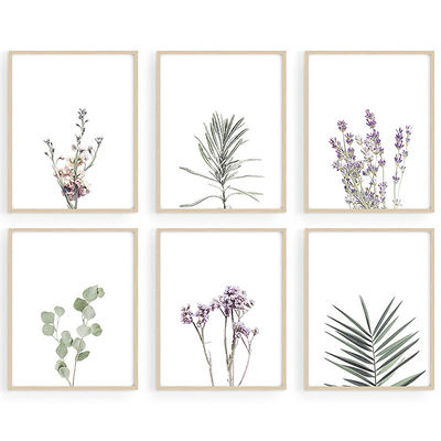 Groene botanische planten Muurkunst Set van 4/6 Plant Hout Muur Decor Foto's 8"x10" IJzer