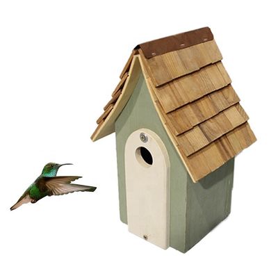 Winddicht houten vogelhuis met een speciaal geschilderde tuin