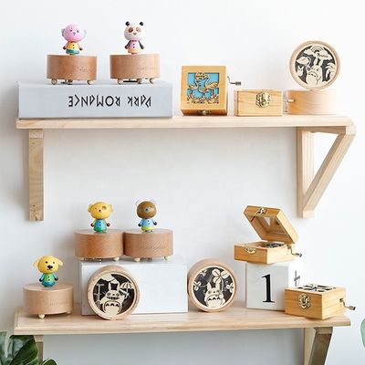 Custom Logo Acceptabel Ontwerp Houten muziekdoos voor Kerstmis Hand Cranked Mini Box