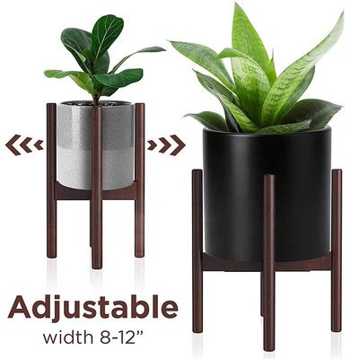 Verstelbare bamboe hout plant stand voor uitbreidbaar hoog dragend gewicht binnen buiten