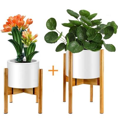 Verstelbare bamboe hout plant stand voor uitbreidbaar hoog dragend gewicht binnen buiten