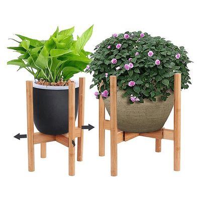 Verstelbare bamboe hout plant stand voor uitbreidbaar hoog dragend gewicht binnen buiten
