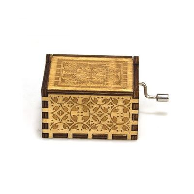 Handgeschakelde speelkracht Custom Mini Houten Muziekdoos met zijde-schermprinten/Burned
