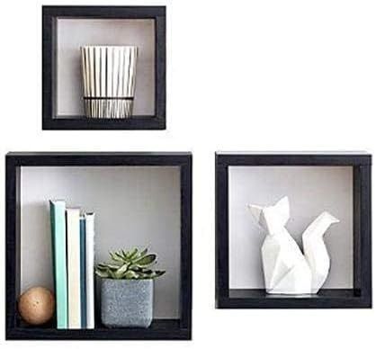 Eetkamer Set van 3 Op maat gemaakt Zwart Houten Berging Rack Display Wandplank Keukenmeubilair