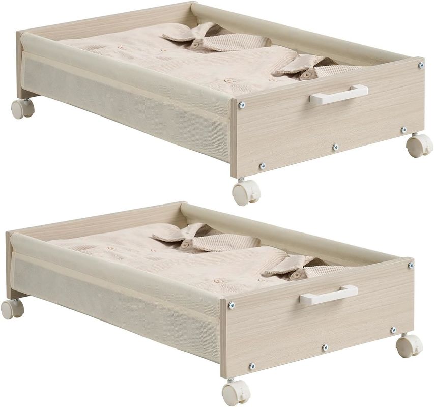 Slaapplaten onder bed opbergen Schutterijen met zware houten containers en logo aanvaardbaar