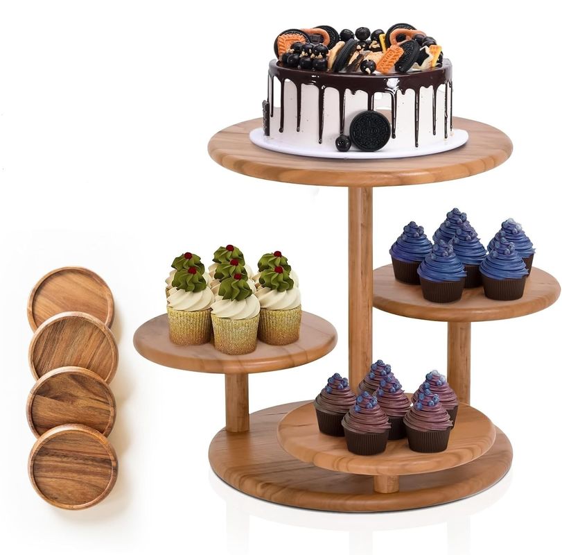 4 Tier Houten Cupcake Toren Stand houdt 50 Cupcakes voor feest bruiloft verjaardag dessert