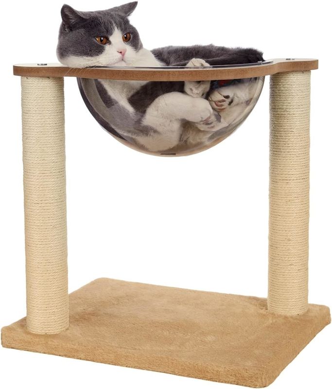 Moderne kattenboom met hangmat Natuurlijke Sisal touw voor binnenkatten en kittens Houten kattenmeubelen
