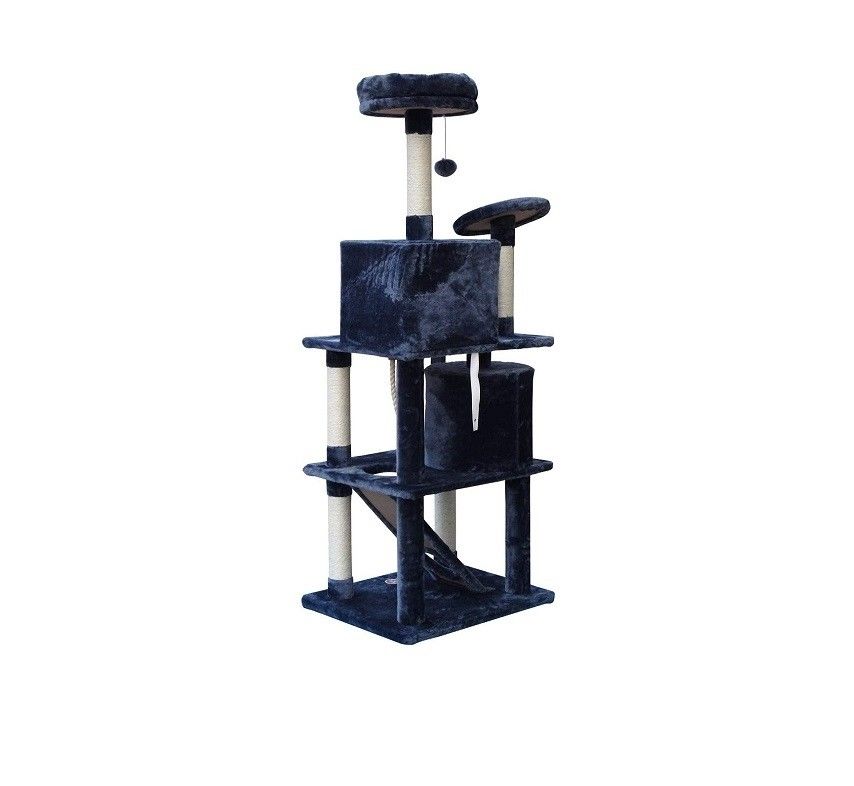 Woonkamermeubilair Donkergrijz 4 platforms 64 inch Kattenboom met 2 bedden Play House