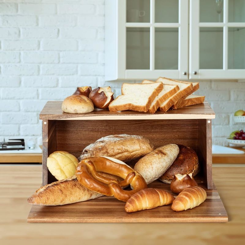 Houten brooddoos All-in-One-Piece Organisator Voor Keuken Assemblage Natuurlijke Vintage Brood Voedselopslag Bin Container