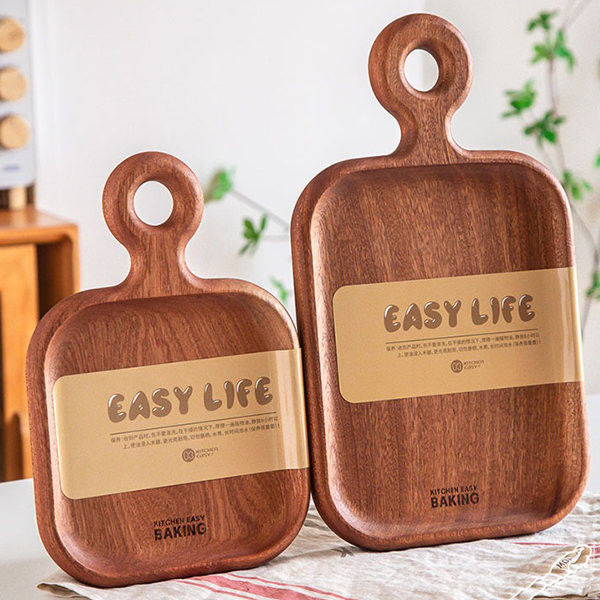 Houten brood pizza tray set van 2 maat en lasergrave druk voor de keuken