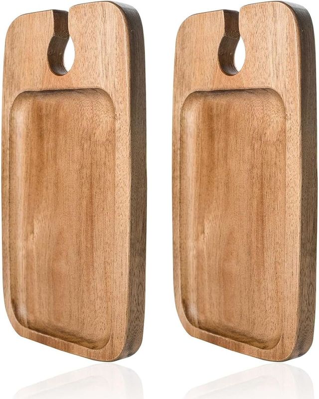 Gestookte keuken set 2 Acacia houten serveerbakken met wijnhouder en kaas borden