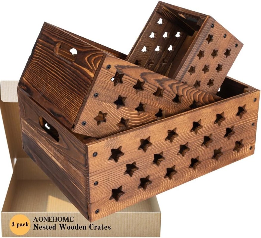 Houten kratten voor boekopslag aangepast logo Acceptabel decoratief nesten Houten kratten