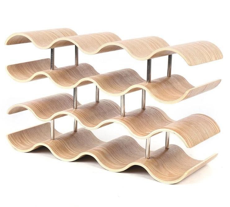 4 lagen maatwerk solide houten plank voor gemakkelijke installatie van houten golf wijnfles opslag