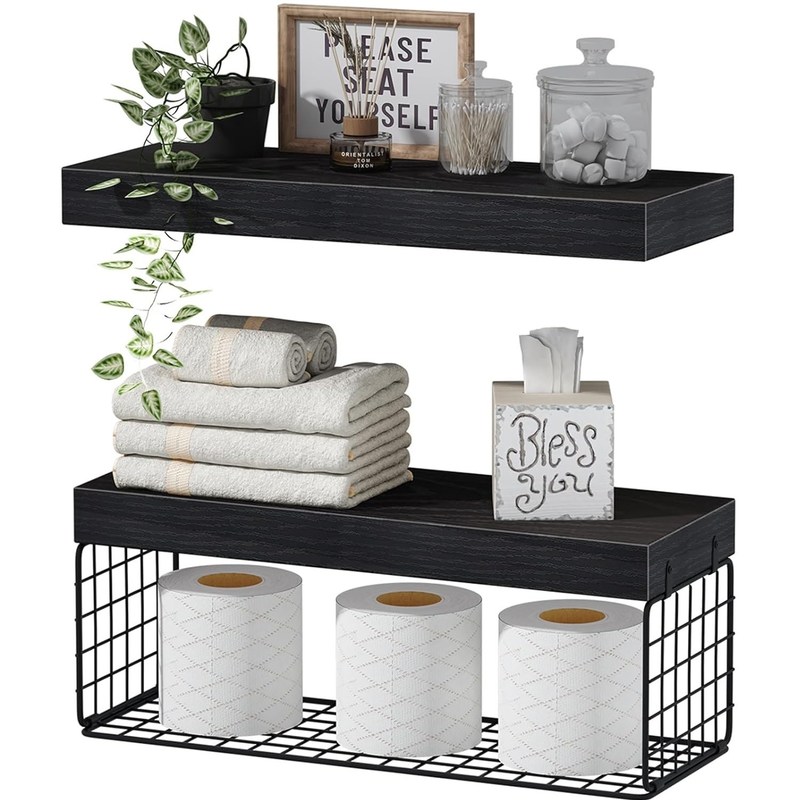 Bassinen Houten badkamerplanken Over de wc-wand gemonteerde drijvende planken Boerderijplank Toiletpapieropslag