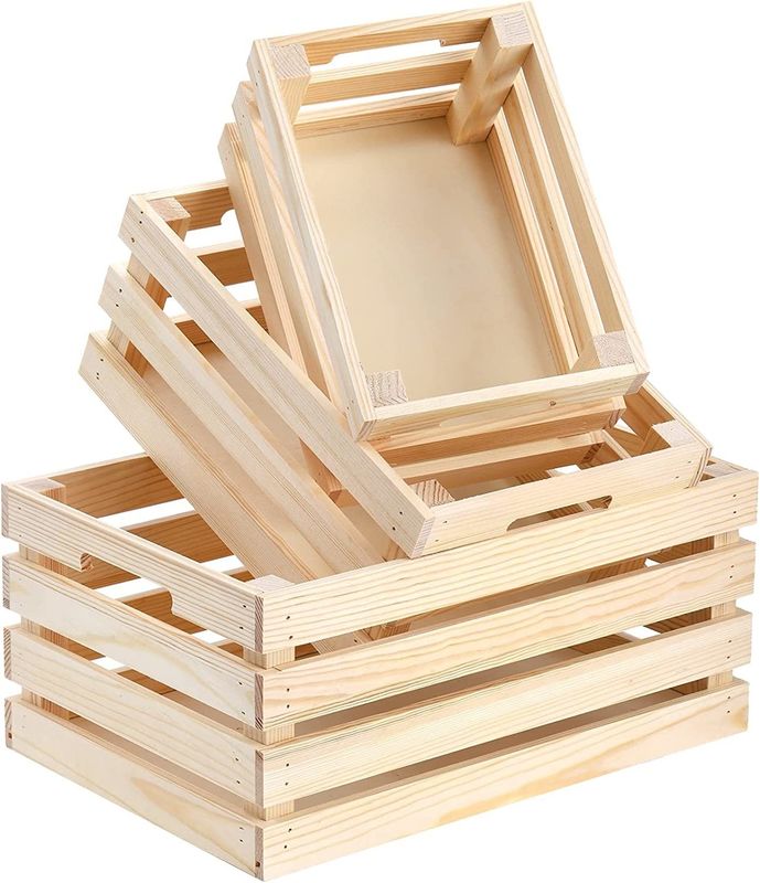 Home Decoratie Houten kratten met handvat in bruin grijs of aangepaste kleur