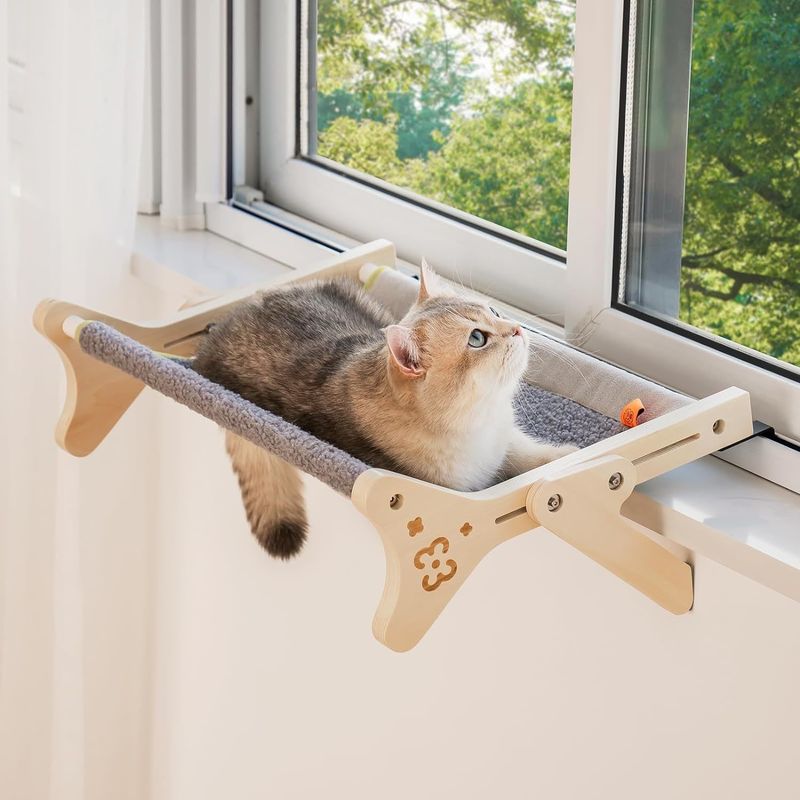 ISO9001 2008 FSCI BSCI gecertificeerd Hout Katten Venster Perch Houdt Tot 40 Lbs 2 In 1
