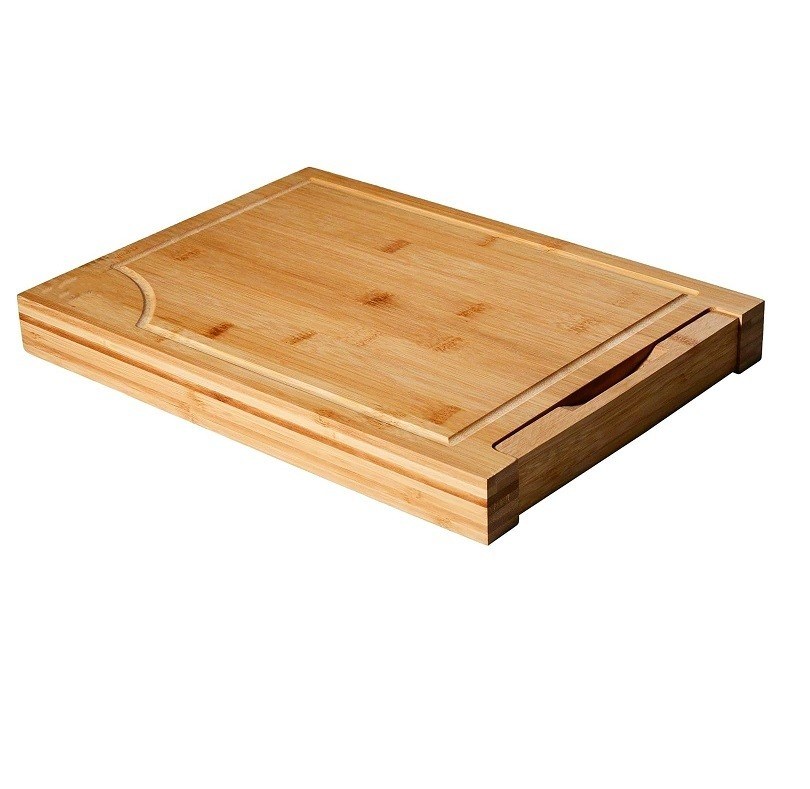 Gepersonaliseerde grootte Logo Professionele bamboe snijplank met schaal- en vierkant snijblokken